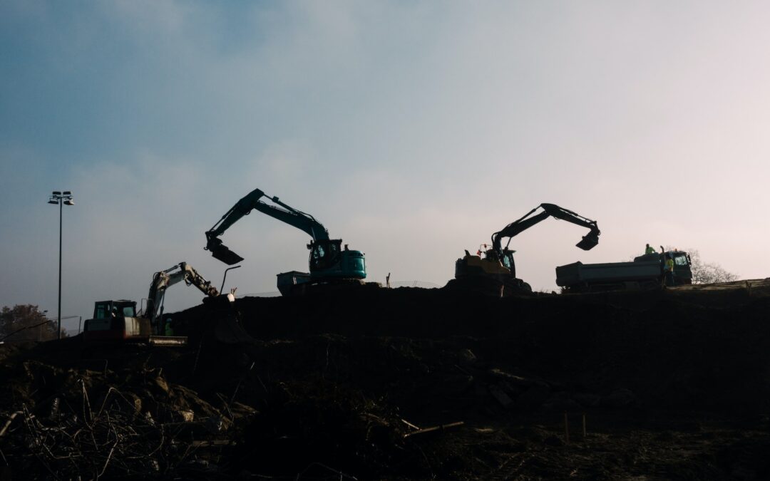 Excavators mining ground